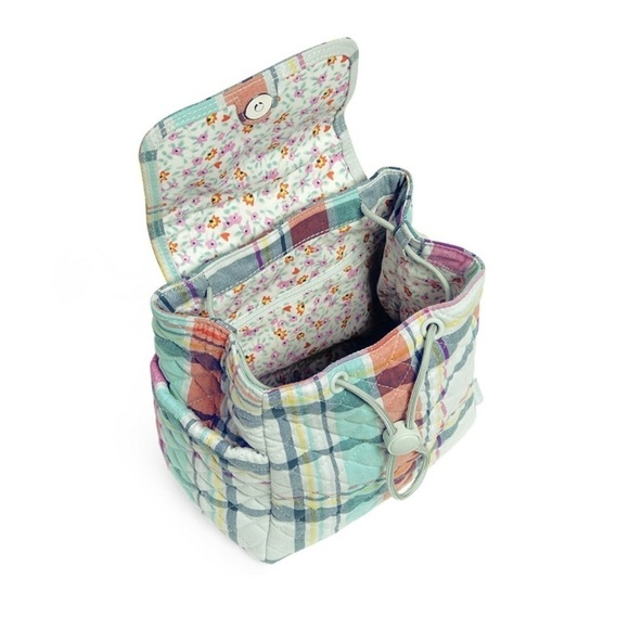NWT Vera Bradley Pastel Plaid Quilted Mini Backpack - Picture 6 of 10